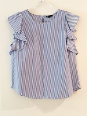 J. Crew Mercantile Striped Ruffle-Sleeve Blouse
